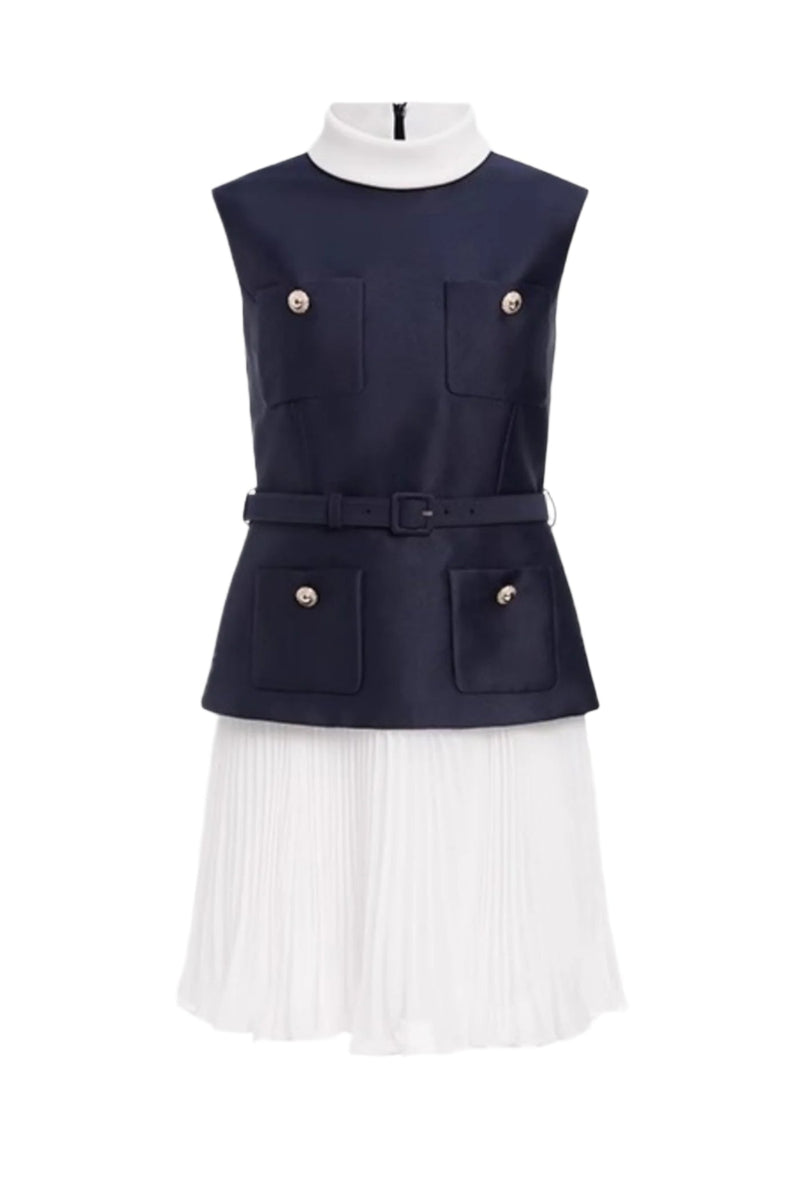 Sleeveless Belted Chiffon Mini Dress
