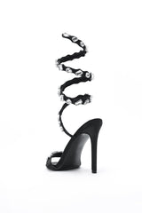 Laura Diamond Ankle Strap Stiletto Sandals - Black