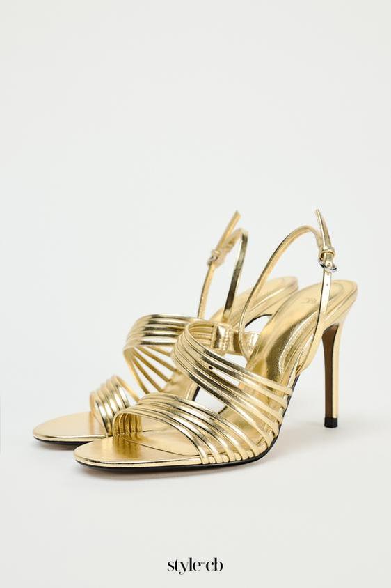 METALLIC STRAPPY SANDALS