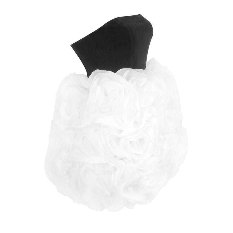 tina white 3d flowers strapless black mini dress