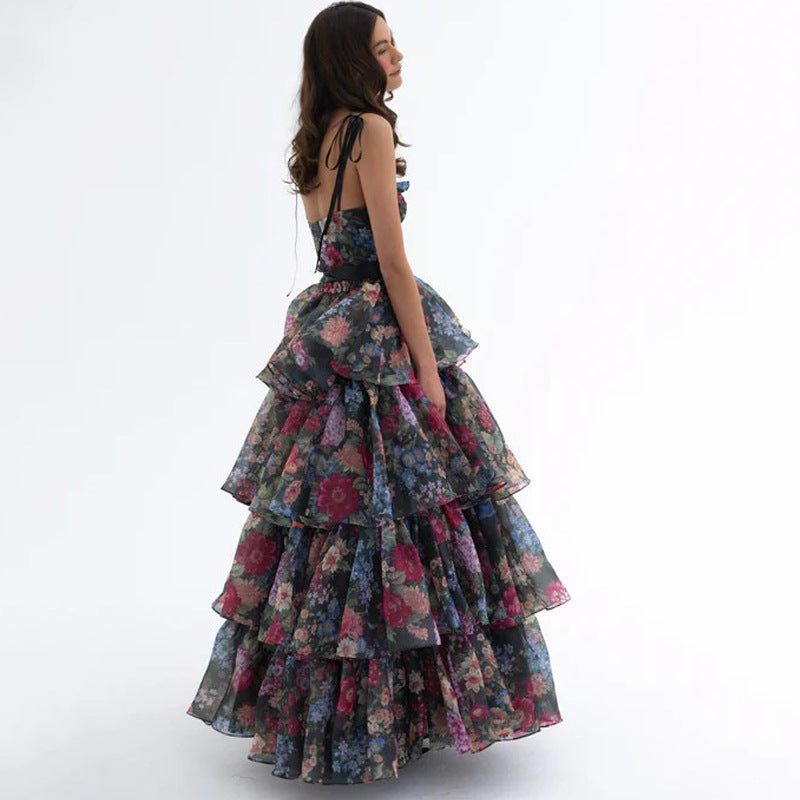 carlin floral print cutout layer maxi dress