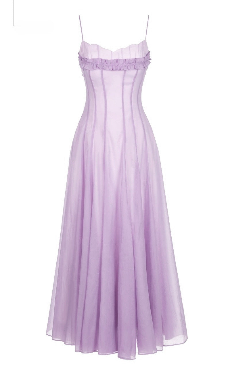 simona chiffon Chest wrap maxi dress in purple