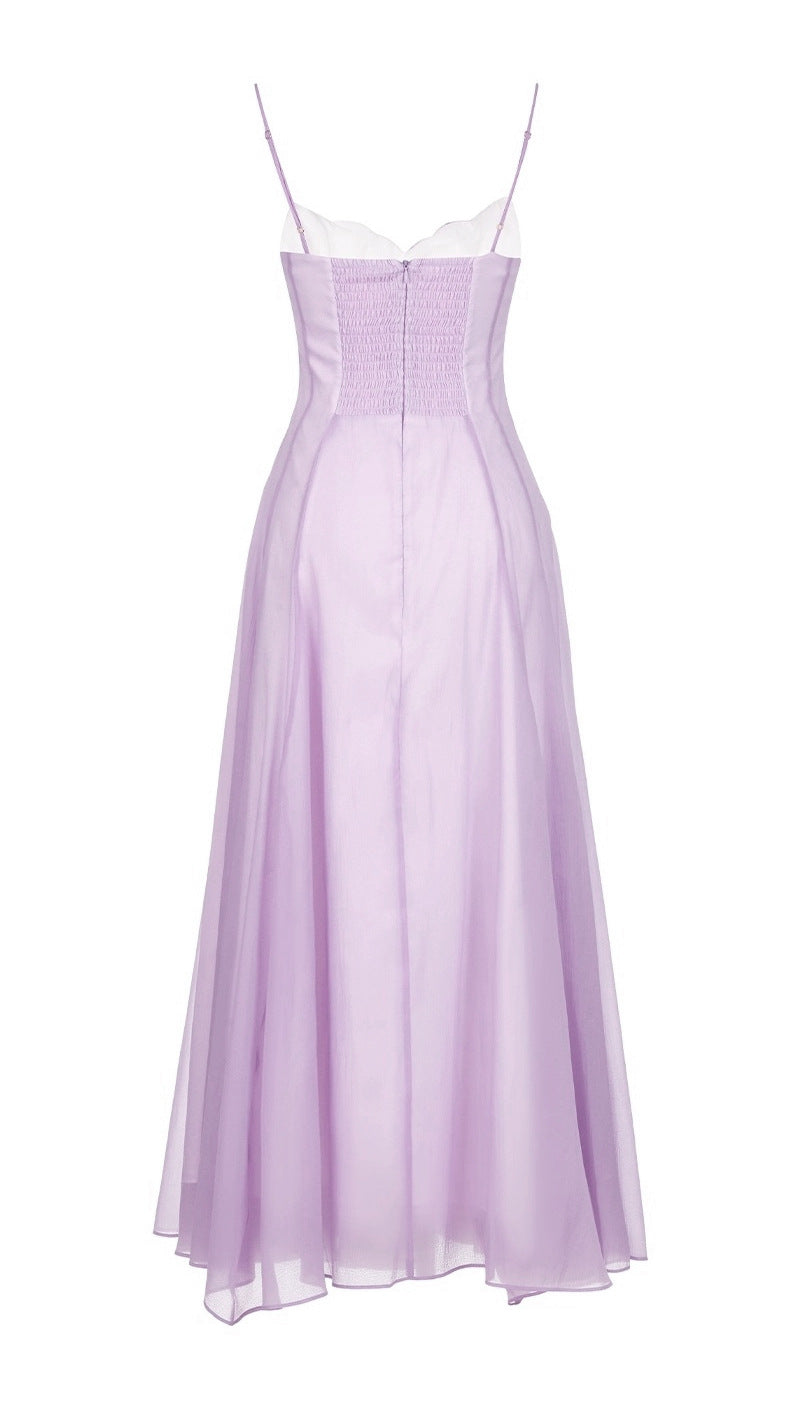 simona chiffon Chest wrap maxi dress in purple
