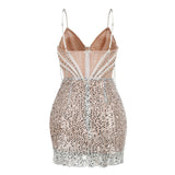 annabelle Smot Shoulder Chain Rhinestone Sequin Dress