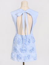 xaviera rose applique mini dress in blue