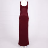 sheer knit curve maxi dress in merlot