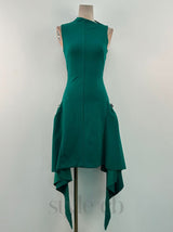 Amato Sleeveless Fringe Mini Dress in green