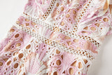 chloe hollow out flower embroidery maxi dress in pink