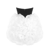 tina white 3d flowers strapless black mini dress