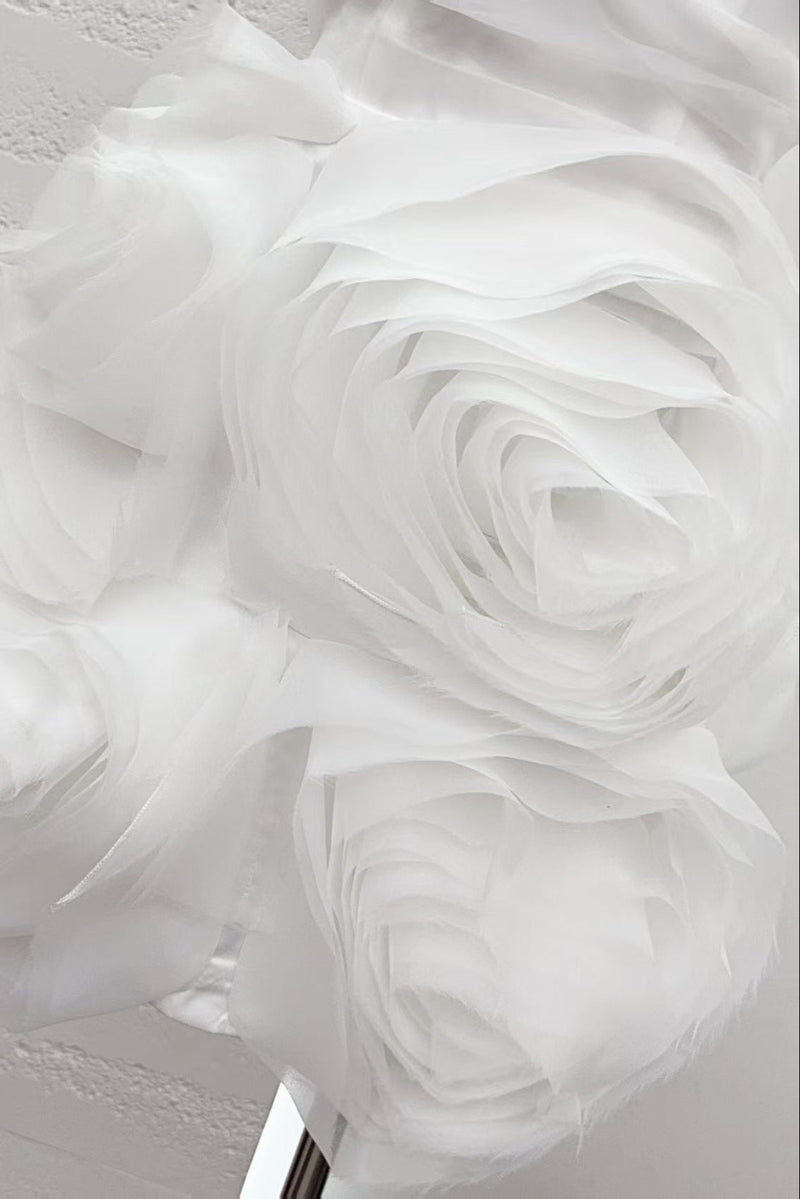 georgia Appliquéd organza white mini dress