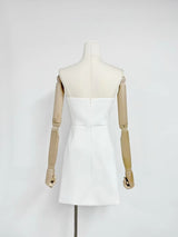 Rosario Appliqué Floral Bustier Mini Dress in white