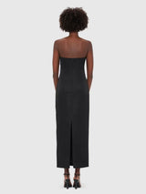 suzanne Appliqué Floral Bustier Maxi Dress in black