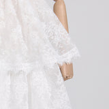 PUFF SLEEVE LACE MAXI DRESS IN WHITE