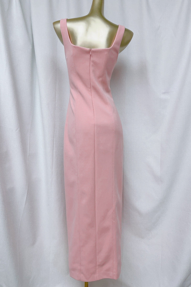 slit bonded crepe gown in pink