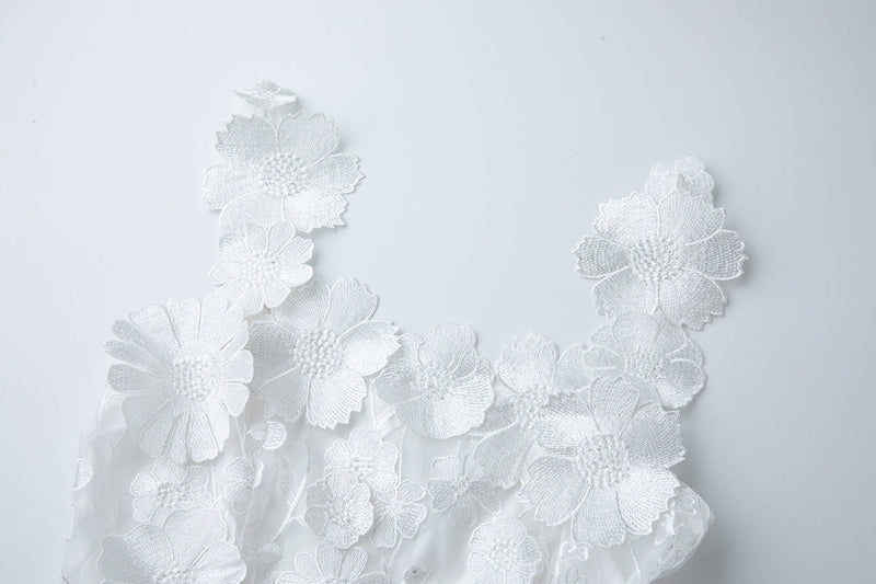 georgia 3d Floral Lace mini Dress in white