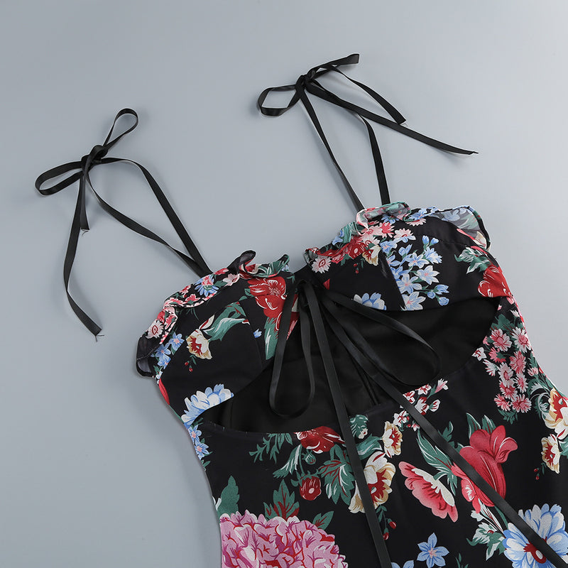 carlin floral print cutout layer maxi dress