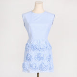 xaviera rose applique mini dress in blue