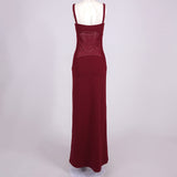 sheer knit curve maxi dress in merlot