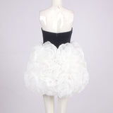 tina white 3d flowers strapless black mini dress