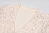 sequin knit v-neck cardigan in beige