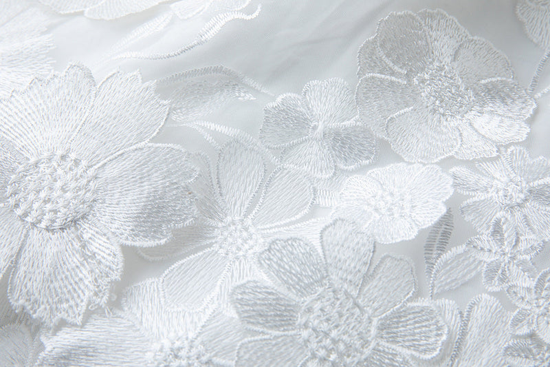 georgia 3d Floral Lace mini Dress in white