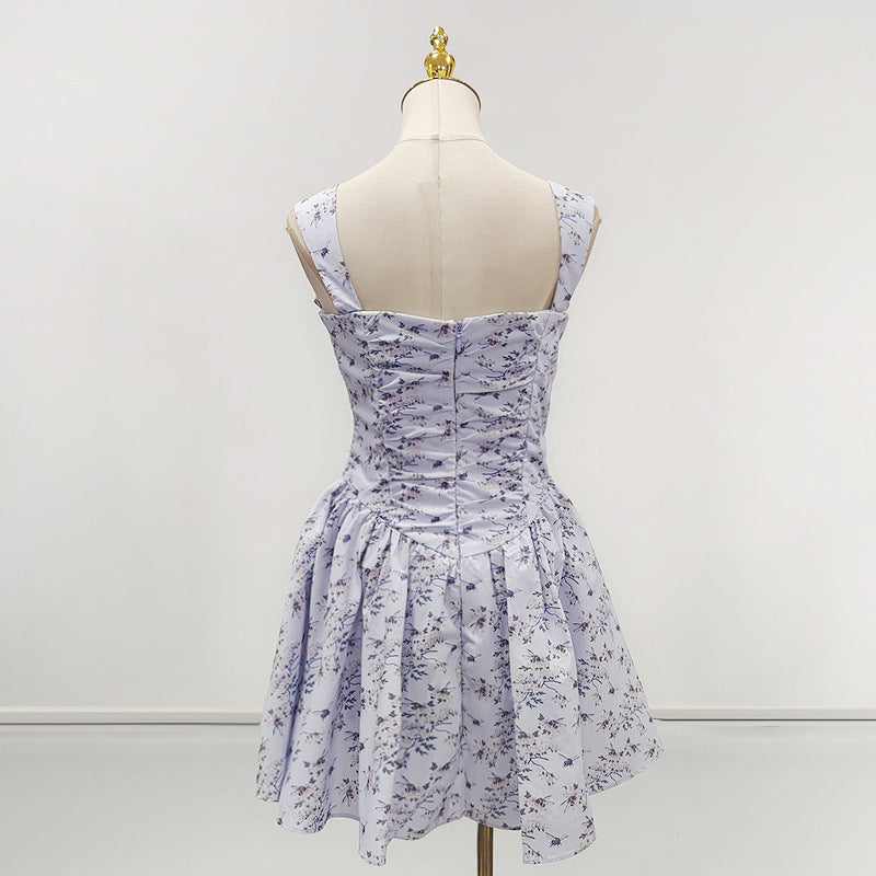 lesley blue floral print mini dress with bloomers