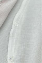 layer trim chiffon shirt mini dress in white