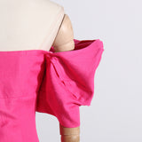 RUFFLED OFF-SHOULDER MINI SILK DRESS IN PINK