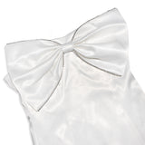 SATIN CRYSTAL EMBELLISHED BOW DRESS IN WHITE