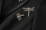 Nail Drill Dragonfly Embroidery Blazer in black