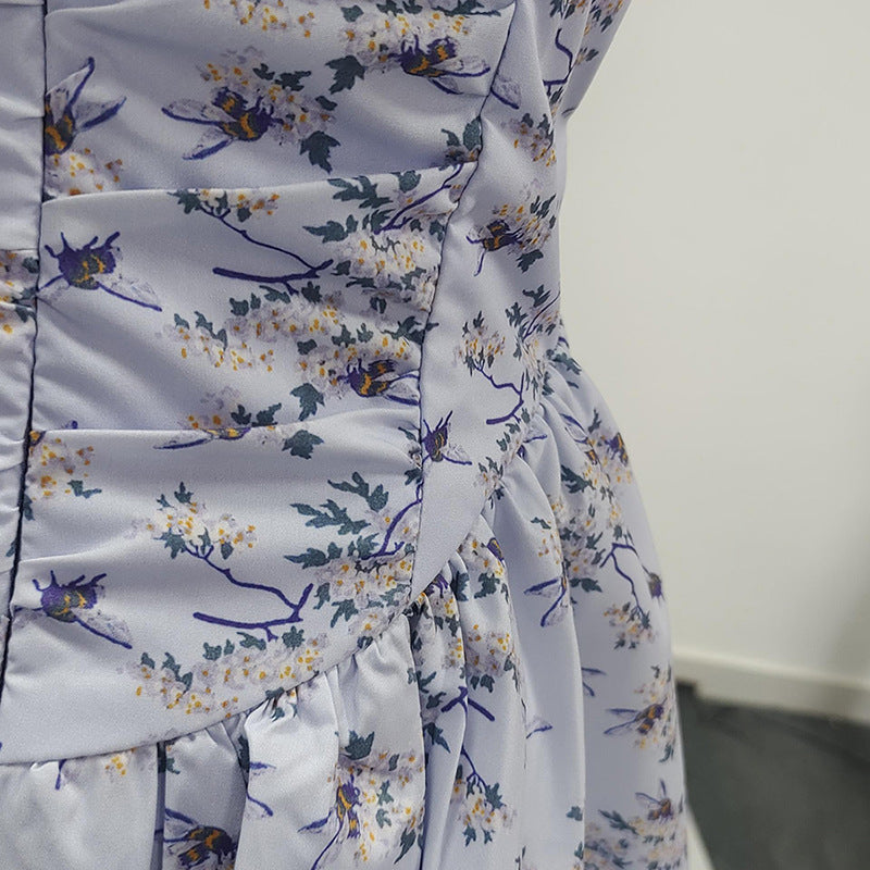 lesley blue floral print mini dress with bloomers