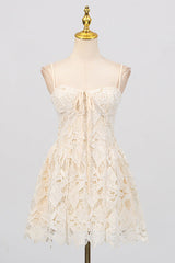Lace hollow Sleeveless Mini Dress in yellow