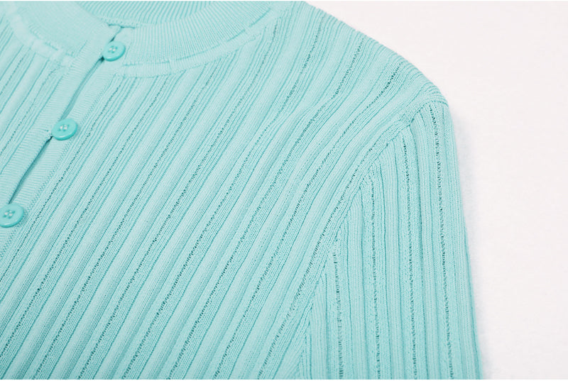 Archetypes ribbed pointelle-knit sweaters in green