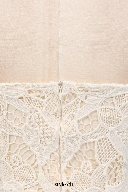 Lace hollow Sleeveless Mini Dress in yellow