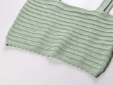 Rhinestone Trim Knit Crop Top in Almond Green