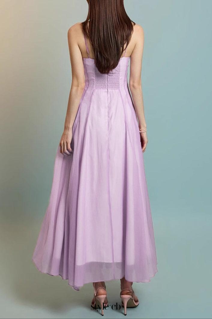 simona chiffon Chest wrap maxi dress in purple