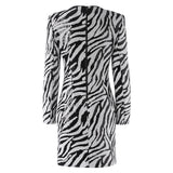 Short two-tone zebra sequin mini dress