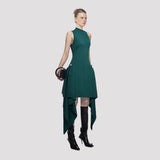 Amato Sleeveless Fringe Mini Dress in green