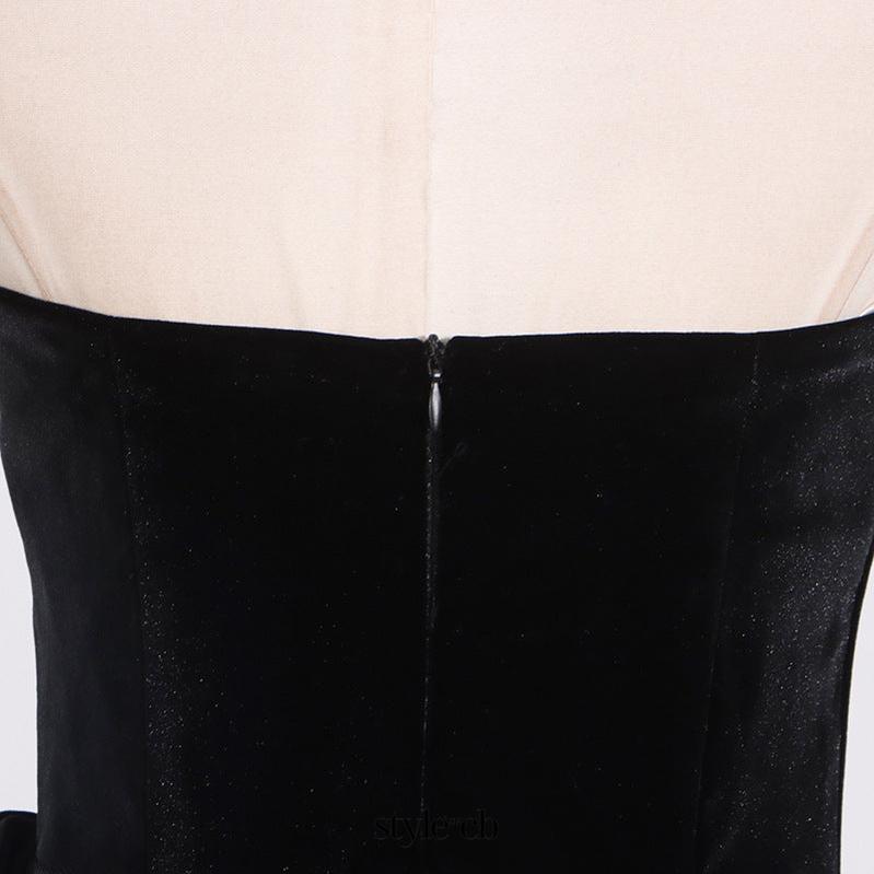 bow Irregular Asymmetric Sleeveless midi Dress in black