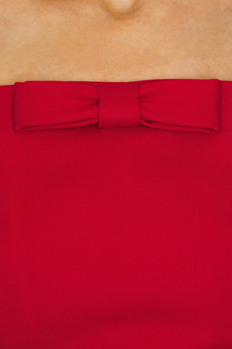 amanda Bow Strapless Maxi Dress in Red