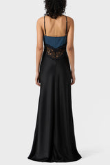 Olathe Denim Lace Satin Maxi Dress