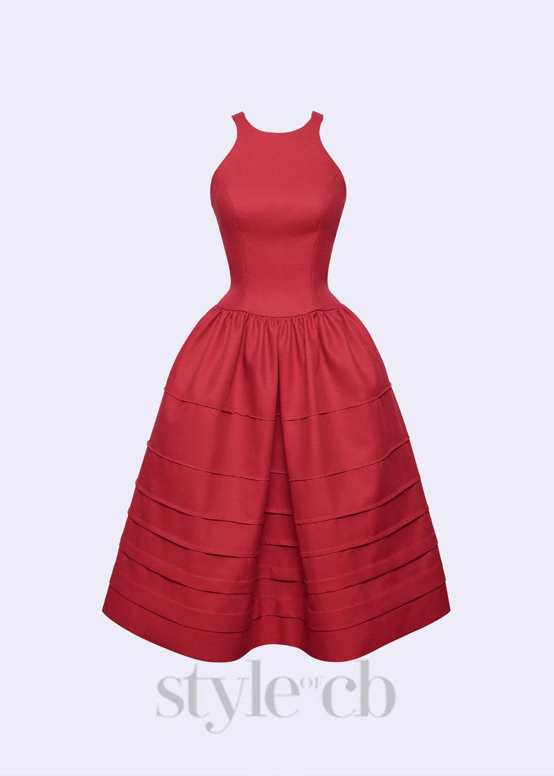 Berry Bell-Shaped mini Dress in red