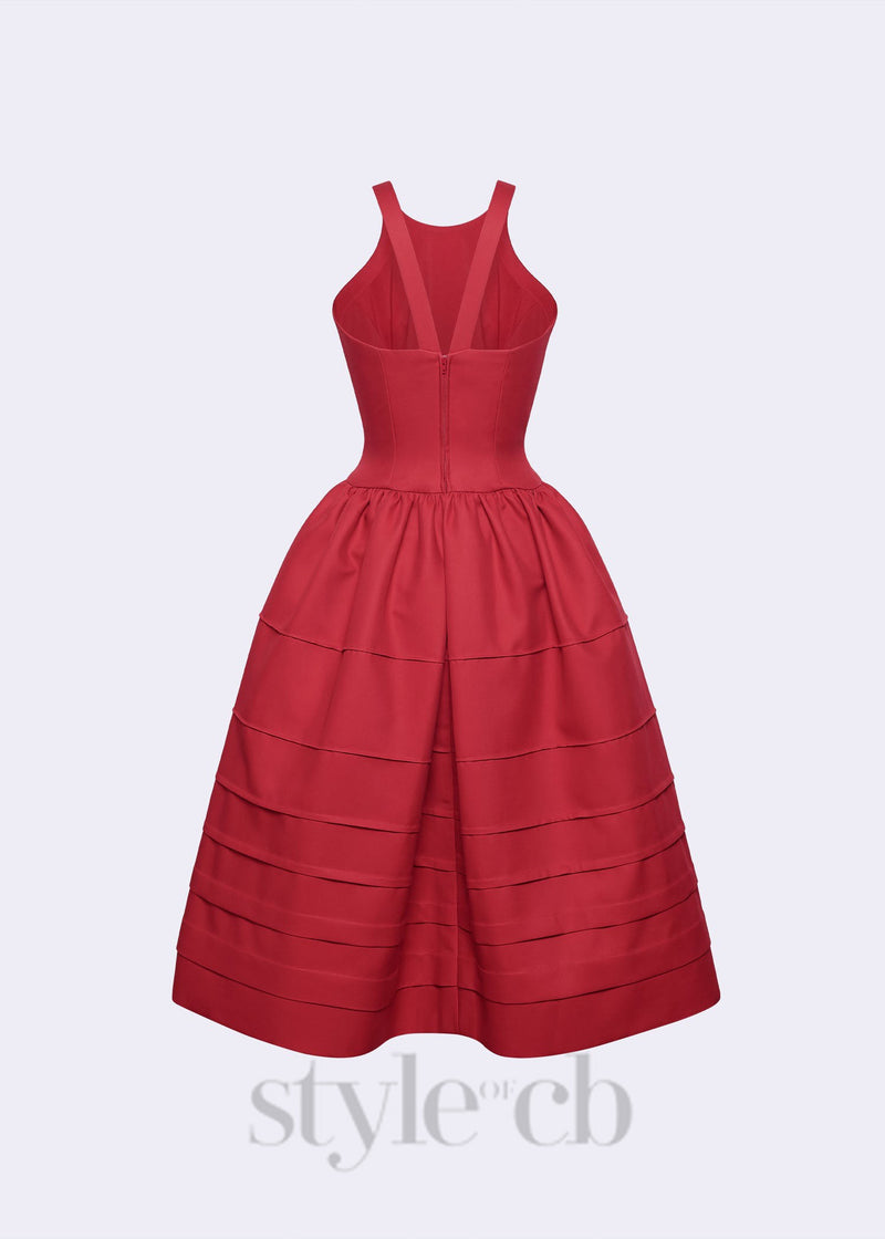 Berry Bell-Shaped mini Dress in red