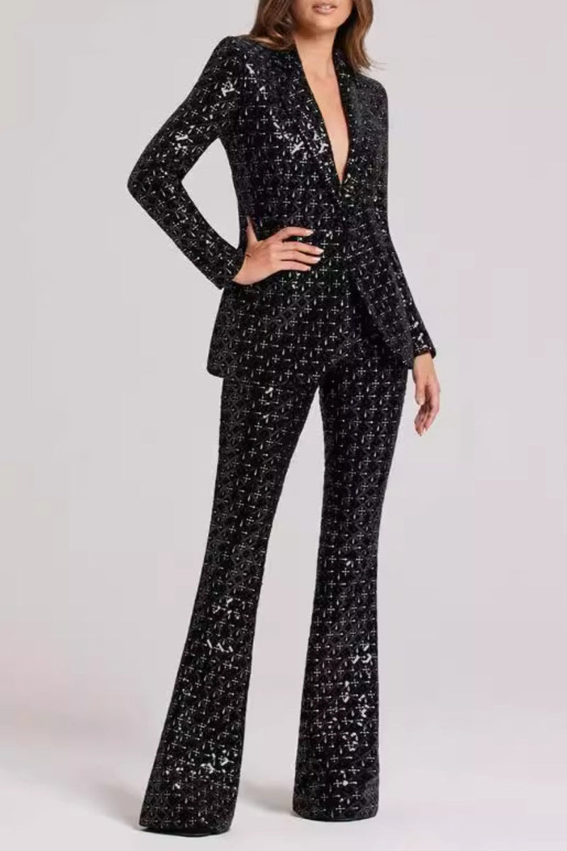 Rizia Sequin Blazer Two Piece Set