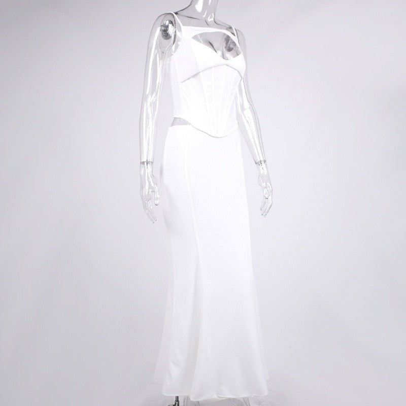 WHITE CORSET MAXI DRESS