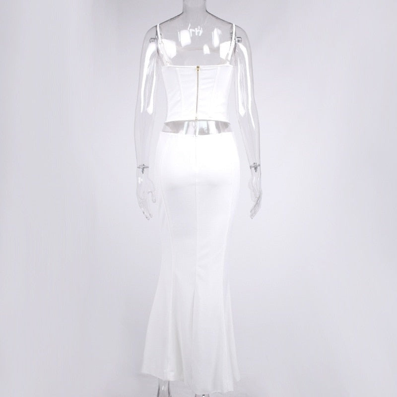WHITE CORSET MAXI DRESS