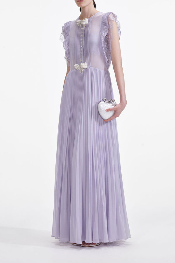 Lilac Chiffon Ruffle Maxi Dress