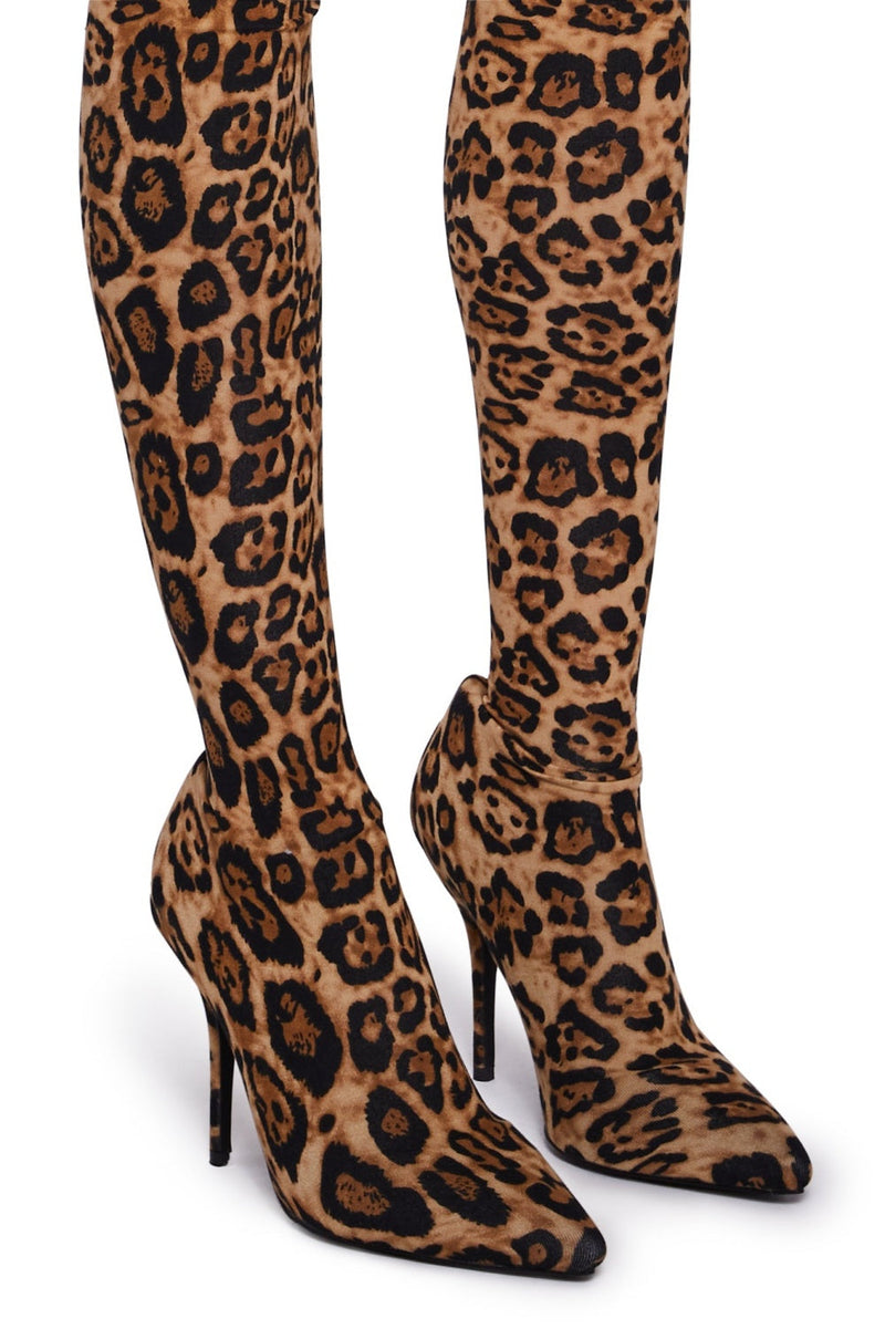 Sagier Leopard Print Pant Boots