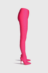 Sagier Rhinestone Legging Boots - Pink