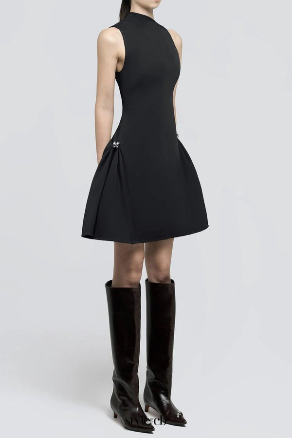 Asymmetrical Flared Mini Dress